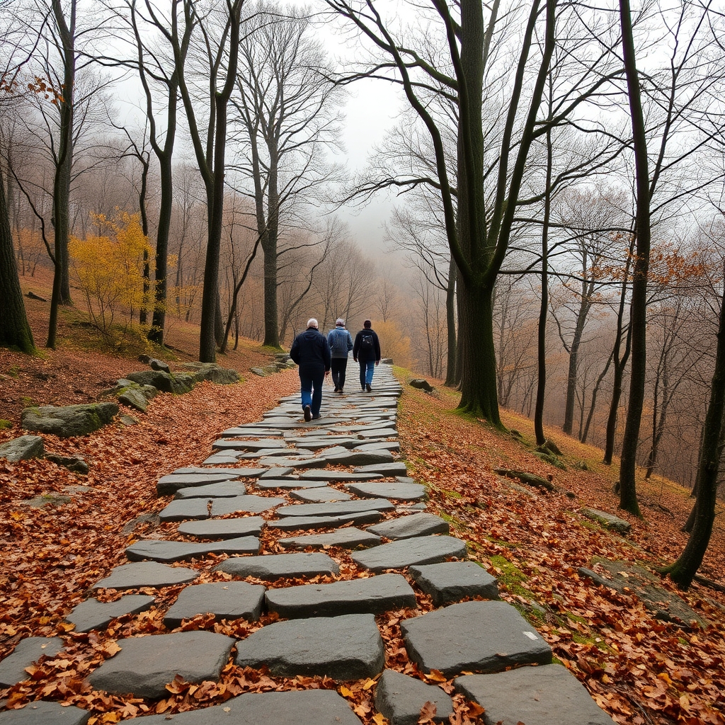 Sendero del Camino de Invierno entre bosques de castaños en Galicia