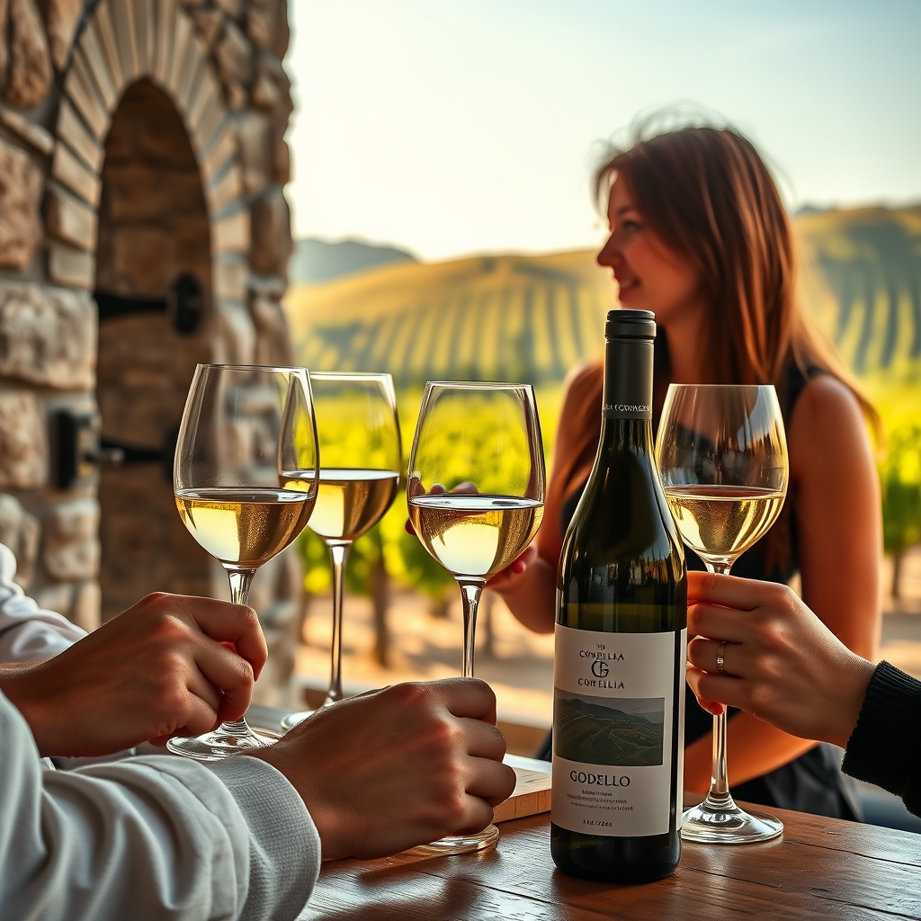 Cata de vino godello en bodega tradicional de Valdeorras
